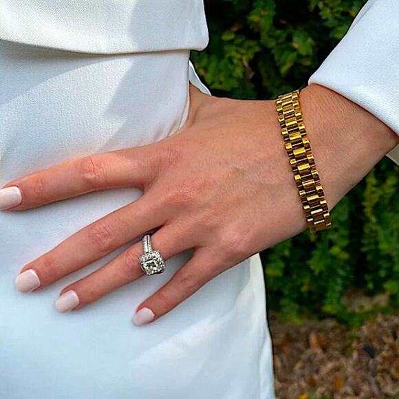 Gold Link Watch Band Bracelet Chain Link Unisex - Picture 7 of 11